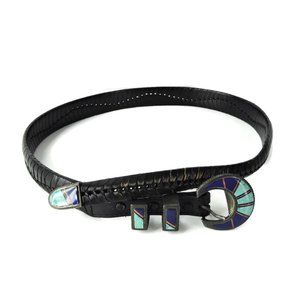 Vintage Multi-Stone Inlay Sterling Silver Set belt